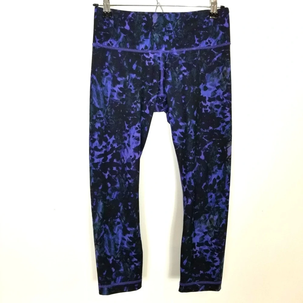 Lululemon Wunder Under Crop Leggings Floral Sport Backdrop Iris Flower Women 6